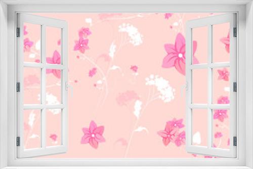 Fototapeta Naklejka Na Ścianę Okno 3D - beautiful pink flowers , on a white, pattern