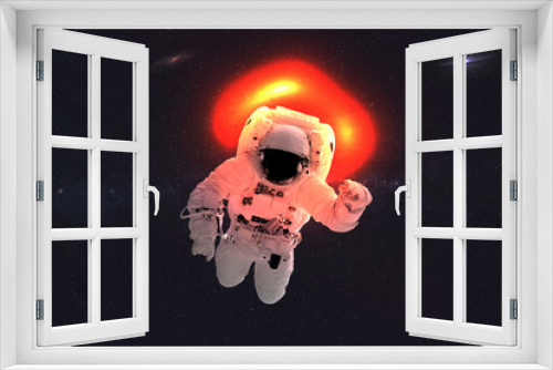 Fototapeta Naklejka Na Ścianę Okno 3D - Space astronaut near black hole. Space adventure in outer space. Scinence fiction. Elements of this image were furnished by NASA