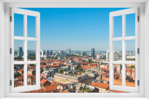 Zagreb, Croatia, cityscape panorama of down town, modern business towers in Croatian capital