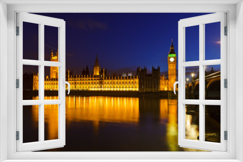 Fototapeta Naklejka Na Ścianę Okno 3D - Big Ben and Houses of Parliament at night, London, UK