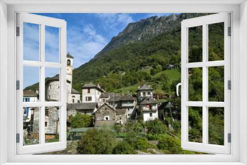 Fototapeta Naklejka Na Ścianę Okno 3D - Beautiful village of Lavertezzo in Verzasca vally in canton of Ticino,