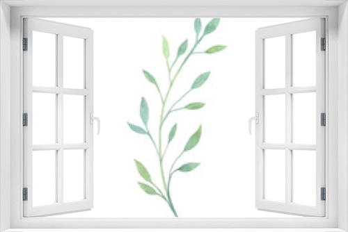 Fototapeta Naklejka Na Ścianę Okno 3D - Hand drawn watercolor green twig