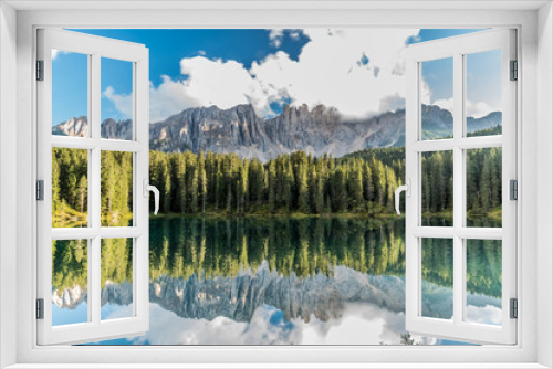 Fototapeta Naklejka Na Ścianę Okno 3D - Lake Carezza, Lago di Carezza or Karersee in South Tyrol, Italy