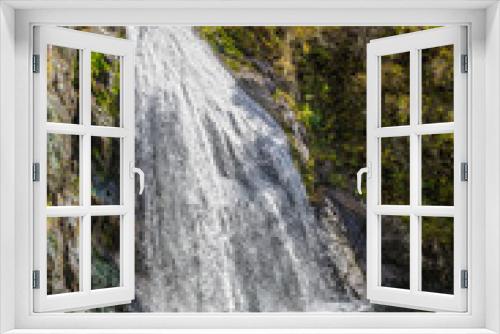 Fototapeta Naklejka Na Ścianę Okno 3D - Korbu waterfall, autumn, lake Teletskoe, Altai