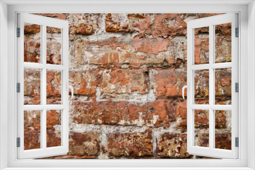 Fototapeta Naklejka Na Ścianę Okno 3D - Old Brick Wall Texture background image. Grunge Red Stone wall Background