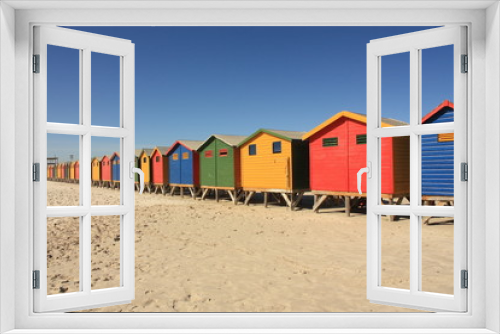 Fototapeta Naklejka Na Ścianę Okno 3D - Cabanes Plage Muizenberg Cape Town Afrique du Sud