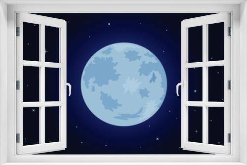 Fototapeta Naklejka Na Ścianę Okno 3D - Full moon and stars