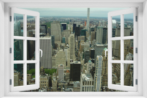 Fototapeta Naklejka Na Ścianę Okno 3D - New York, Usa:Aerial view of Manhattan midtown and downtown skyscrapers  