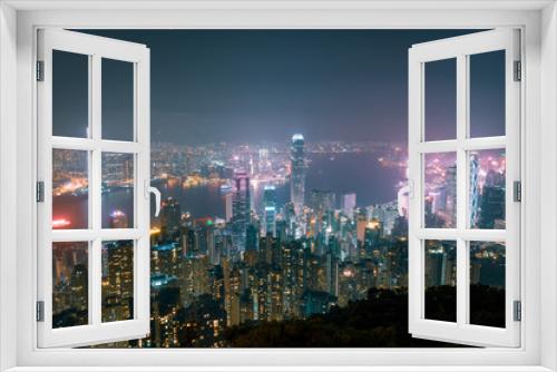 Fototapeta Naklejka Na Ścianę Okno 3D - Hong Kong skyline by night
