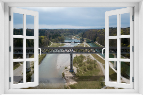 Fototapeta Naklejka Na Ścianę Okno 3D - Bridge for trains over water