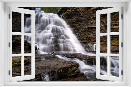 Fototapeta Naklejka Na Ścianę Okno 3D - Quality Waterfall near Tumbler Ridge, British Columbia, Canada, long exposure to smooth out the water