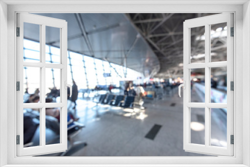 Blurred Picture of Interior of Airport or defocused passenger Terminal as Background