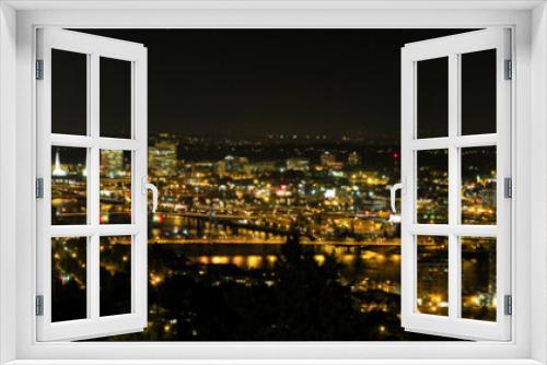 Fototapeta Naklejka Na Ścianę Okno 3D - Portland Night Skyline along Willamette River Panorama