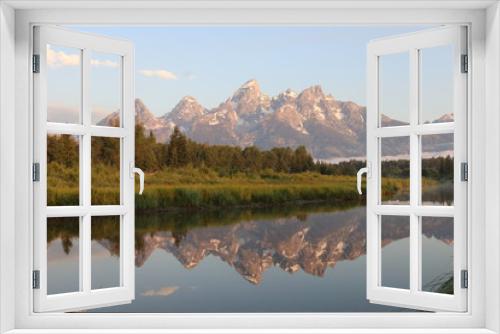 Fototapeta Naklejka Na Ścianę Okno 3D - Morning Reflection of the Grand Tetons