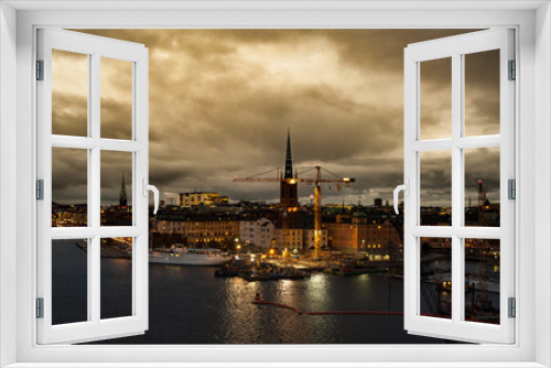 Fototapeta Naklejka Na Ścianę Okno 3D - Wieczorna panorama miasta