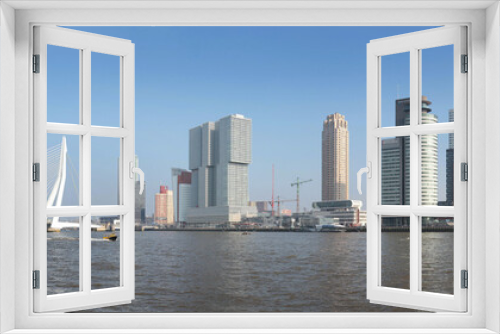 Fototapeta Naklejka Na Ścianę Okno 3D - Rotterdam Netherlands skyline kop van Zuid River Maas