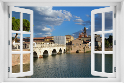 Old Bridge in Rimini, just before sunset.