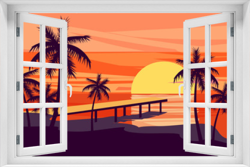 Fototapeta Naklejka Na Ścianę Okno 3D - Summer holiday season. Tropical exotic beach sunset ocean sea