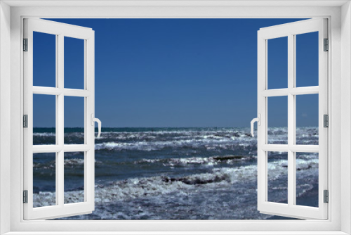 Fototapeta Naklejka Na Ścianę Okno 3D - sea and blue sky,water, beach, wave,horizon,landscape,seascape, white,  