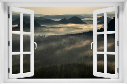Fototapeta Naklejka Na Ścianę Okno 3D - Silhouettes in the fog - Silhouetten im Nebel