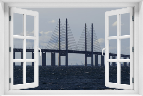 Fototapeta Naklejka Na Ścianę Okno 3D - Öresund Brücke. Blick von Malmö, Schweden.