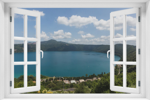 Fototapeta Naklejka Na Ścianę Okno 3D - View of Lake Albano from the town of Castel Gandolfo, Italy