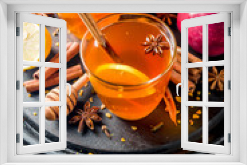 Fototapeta Naklejka Na Ścianę Okno 3D - Autumn winter hot spicy tea