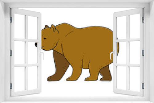 Fototapeta Naklejka Na Ścianę Okno 3D - Bear. Hand drawn picture of a big brown bear, simple illustration isolated on white background for your design