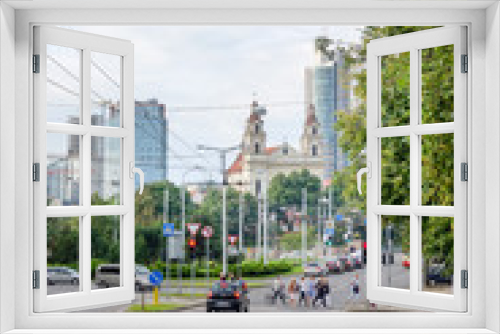 Fototapeta Naklejka Na Ścianę Okno 3D - VILNIUS, LITHUANIA - September 2, 2017: Street view of downtown in Vilnius city, Lithuanian