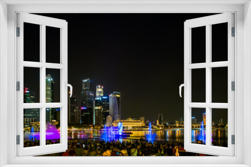 Fototapeta Naklejka Na Ścianę Okno 3D - Spectra Light and Water Show Marina Bay Sand Casino Hotel Downtown Singapore