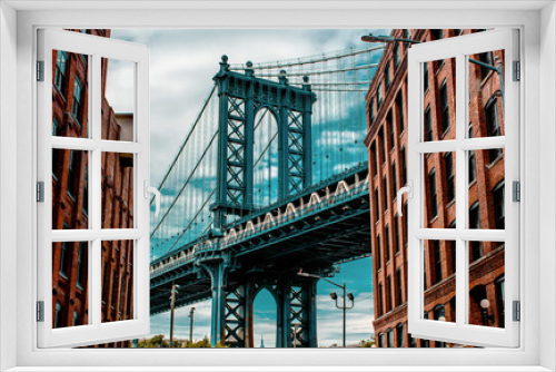 Fototapeta Naklejka Na Ścianę Okno 3D - Manhattan bridge from Washington street, New York, NYC, New York City, USA
