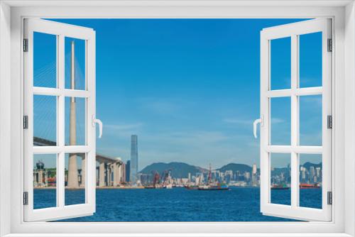 Fototapeta Naklejka Na Ścianę Okno 3D - Panorama of Victoria Harbor of Hong Kong city