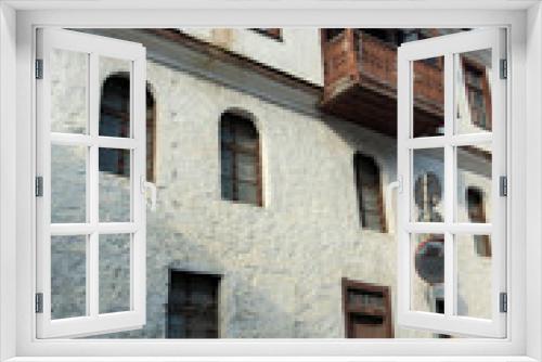 Fototapeta Naklejka Na Ścianę Okno 3D - Nineteenth century houses in historical town of Shiroka Laka, Smolyan Region, Bulgaria