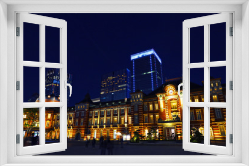 Fototapeta Naklejka Na Ścianę Okno 3D - 【東京の夜景】夜の東京駅