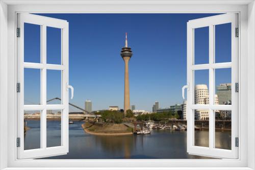 Fototapeta Naklejka Na Ścianę Okno 3D - Düsseldorf, Panorama von der Hafenspitze