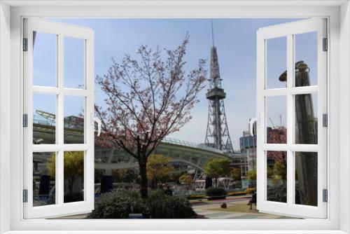 Fototapeta Naklejka Na Ścianę Okno 3D - Cherry blossoms and Nagoya Television Tower