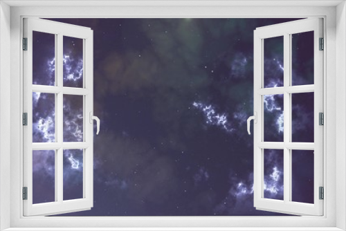 Fototapeta Naklejka Na Ścianę Okno 3D - Illustration of glowing flicker navy blue nebula and stars
