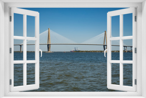 Fototapeta Naklejka Na Ścianę Okno 3D - The Ravenel Bridge, as seen from the water Charleston, SC