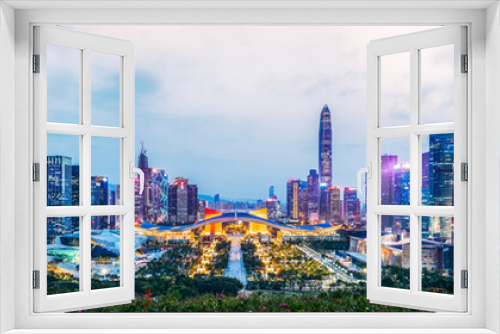 Fototapeta Naklejka Na Ścianę Okno 3D - Nightscape of Shenzhen City and Architecture..