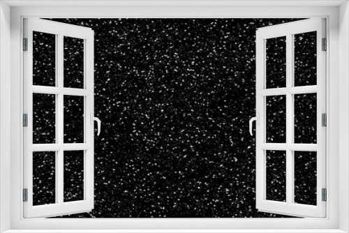 Fototapeta Naklejka Na Ścianę Okno 3D - Chaotic white bokeh on a black background, light spots texture, abstraction, falling snow, star sky, bright glare of light texture