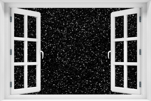 Fototapeta Naklejka Na Ścianę Okno 3D - Chaotic white bokeh on a black background, light spots texture, abstraction, falling snow, star sky, bright glare of light texture