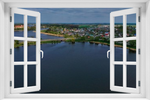 Fototapeta Naklejka Na Ścianę Okno 3D - Aerial view of the pond in Nesvizh Park, Minsk Region, Belarus