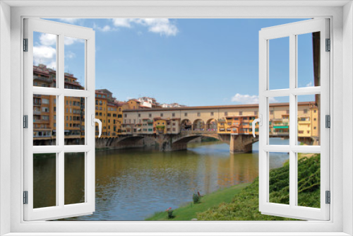 Fototapeta Naklejka Na Ścianę Okno 3D - Ponte vecchio a Firenze in Italia, Ponte Veccchio Bridge in Florence city in Italy