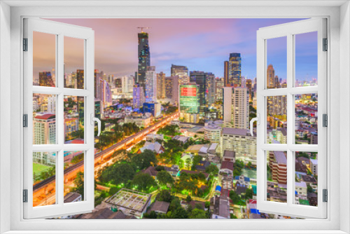 Fototapeta Naklejka Na Ścianę Okno 3D - Bangkok, Thailand city skyline at dusk.