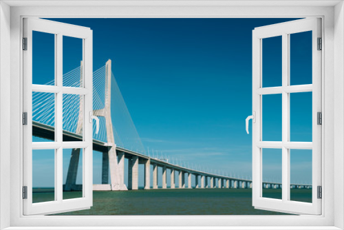 Fototapeta Naklejka Na Ścianę Okno 3D - Architectural Details Of 25 de Abril Bridge (25th April Bridge) In Lisbon Portugal