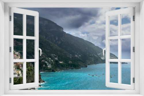 Fototapeta Naklejka Na Ścianę Okno 3D - Panorama di Positano, Costiera Amalfitana, Italia