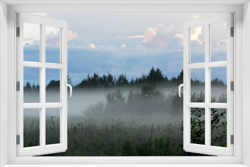 Fototapeta Naklejka Na Ścianę Okno 3D - Sunset in the fog