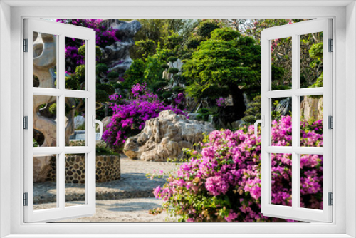 Fototapeta Naklejka Na Ścianę Okno 3D - Luxury landscape design of the tropical garden. Beautiful view of tropical landscape
