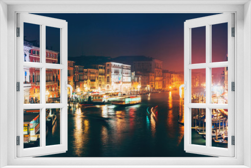 Fototapeta Naklejka Na Ścianę Okno 3D - View on famous Grand Canal at night, Venice, Italy