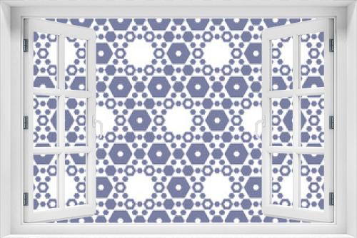 Vector hexagon texture, vintage seamless pattern in soft colors, blue and white